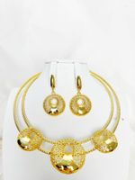 Halskette Ohrringe Set goldener farbiger Ohrring Sch￶ner Modetrend S￼￟e romantische Party Hochzeit Hochzeit