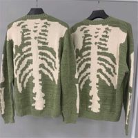 20FW Novo suéter de impressão de ósseo de esqueleto Kapital Loose Kapital Homem Mulher Mulher Crewneck Sweter Green Sweater Vintage