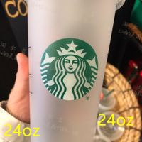 2022 Starbucks 24oz/710ml Plastik Kupalar Tumbler Yeniden Kullanılabilir Açık İçme Düz Alt Sütun Şekli Kapak Saman Kupaları Fabrika Doğrudan Satış için Yeni Sıcak Ürün Abkt