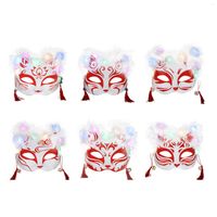 Parti Maskeleri Kitsune Hafif Püskül Favoriler Kadınlar için Plastik Kova Tüy Parlayan Cosplay Japon Tarzı Yarım Yüz Çan