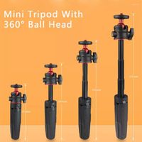 Tripés Mini tripé com 360 ° Cabeça de bola Alumínio Extendível Selfie Stick Stand Stand para Kit de Vlogging de Vlogging DSLR Phone