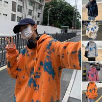 Moletons masculinos tie-dye homens mulheres moda hip hop high street capuz de capuz