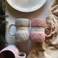 Canecas 450ml Cerâmica colorida de lã com alça de café Copo de chá de chá em casa Drinkwarware de porcelana Caneca de caneca Cuple Casal Gift Y2210
