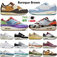 2023 Cushion 87 1 Mens Running Shoes Designer 87S Baroque Brown Saturn Gold Out Out Blueprint Heavy Treelyr Monarch Nasual Shoe Men Women Sneakers Size 36-45
