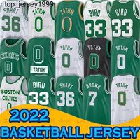 Bostons Celtices Basketbol Formaları Jayson Tatum Larry Bird 33 Jaylen Brown 0 7 Marcus Akıllı Yeşil Siyah 2022 Erkek Embroid