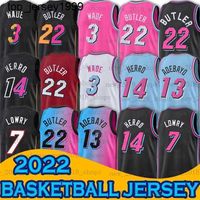 Miamis, Dwyane Wade Tyler Herro Jimmy Butler Bam Ado Kyle Lowry Duncan Robinson Basketbol Forması 2021 2022 Yeni 22 3 14 Siyah Pembe