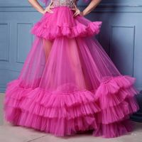 Skirts Fuchsia Sheer Ball Gown Puffy Jupe Femme Faldas Full ...