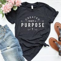 T-shirt feminina de camisetas femininas criadas com uma propósito Cross Casual Women Christian Faith camiseta femme tumblr grunge manga curta