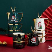 Tazas múltiples opciones Nordic Christmas Ceramic Tapot Cup Saucer Juego de Santa Claus Tea Elk Box Regalo Año Nuevo Tormenta Termal Y2210