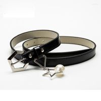 G￼rtel bla weibliche PU -G￼rtel -Legierung Quadratschnalle Perle Accessoires Bundesbund -Designerin d￼nne modische schwarze Taillengurt Pas Kowbojski