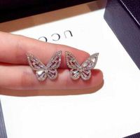 Tasarımcı Kadınlar Stud Moda Takı 925 STERLING Gümüş Bowknot Lüks Lady Tam Matkap Kristal Küpe Yüksek kaliteli mücevher aksesuarları