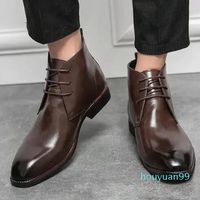 رجال أحذية الكاحل الأحذية الرسمية للأزياء التجارية بو الجلود منخفضة الكعب الدانتيل حتى الزخرفة البريطانية على الطراز البريطاني مريح 2022