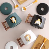 Tazze creative in ceramica Personalità tazza di caffè con cucchiaio cucchiaio per cucciolo carino regalo per cani
