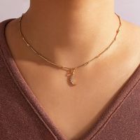 Girocollo semplice catena del collo alla moda luna cristallo intarsiata collana a singolo strato collane geometriche curve clavicle per donne