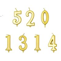 Gilded Number Pattern Birthday Cake Candle paraffin Golden C...