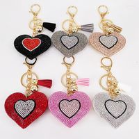 Keychains Cute Double Heart Keychain Ladies Bag Love Tassel ...