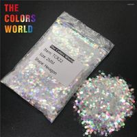 Nail Glitter TCR22 Iridescent Rainbow White With Colorful He...