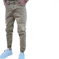 Jeans para hombres 015 Denim pantalones para hombres Holte de ruptura de tendencia de ruptura de colmena de ajuste delgada Leggings