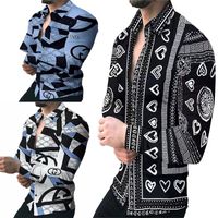 Herren l￤ssige Shirts Fr￼hling Digital bedrucktes Hemd Mode Herren Bohemian Blusen Homme Designer Tops Bluse Plus Gr￶￟e Print Kleid Chemise Hemd Hommes Hommes