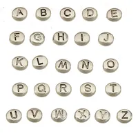 Perles d'alphabet ovales pour les bijoux faisant des colliers de bricolage métal