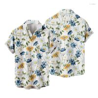 남자 캐주얼 셔츠 남성용 남성 패션 및 레저 3D 디지털 프린팅 버클 라펠 옷깃 짧은 슬리브 셔츠 레깅스 맨스