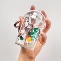 2022 New Starbucks Party Laver Bear Cup Key Chain 교수형 만화 사랑스러운 멀티 기능 가방 교수형 차 키 체인 장난감 배치 커플 창의적 성격