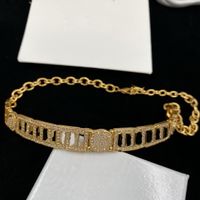 Einfacher Buchstaben Diamonds Halsketten Chokers hohl aus Griechenland M￤ander -Muster Anh￤nger Choker Halskette Banshee Medusa Portr￤t Designer Schmuck Frauen Geschenk Mn1 --05