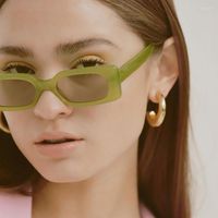 선글라스 얇은 정사각형 프레임 남성 여성 황갈색 렌즈 UV400 보호 안경 패션 디자인 Gafas de Sol