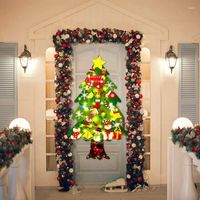 Julekorationer DIY Felt träd ja barn leksaker konstgjorda väggar hängande ornament Xmas gåvor navidad för hemmet