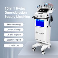 10 en 1 máquina de microdermabrasión hidrafacial RF Levante facial Equipo de belleza multifuncional Hidrodermoabrasion