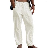 Мужские брюки белые мужчины 2022 повседневные легкие легкие брюки йоги Мужчина летний пляж длинный с кнопкой шнурки