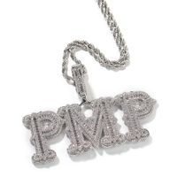 Topbling A-Z Nome personalizado Cartas de pingente pingente Iced Out Bling 18K Real Gold Plated Hip Hop Jóias