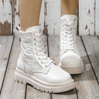 Boots 2022 New Women Onkle Pu Leather Sicale Sole Lace Up Combat Boyed Female Andut Winter Platform Woman Botas Y2210