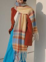 Шарфы 2022 Зимние новые кашемировые шарфы Женщины теплый дизайн клетчатый платок