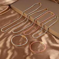 Correntes Chain de colar de tênis de 4 mm para mulheres colares de aço inoxidável de jóias de moda de garganta brilhante