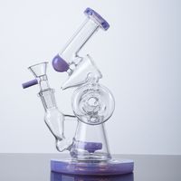 Unique Double Recycler Hookahs Glass Bong Slitted Donut Perc...