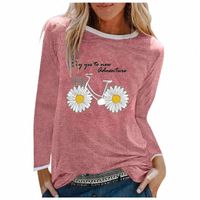 Kadın Hoodies Sweatshirts Moda Kadınlar Daisy Baskı Uzun Kollu Gömlek Üst Düzgün Tunik Bluz Üstleri Bayanlar İçin 2021 Sonbahar Giysileri H7IF#