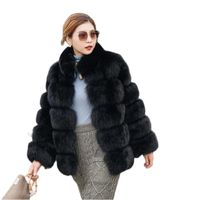 Invierno grueso espeso abrigo de piel tibia mujer de lujo fox fox fuzzy femenino femenino collar chaqueta de piel falsa