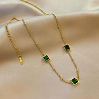 Chains Advanced Green Zircon Necklace Stainless Steel Non Fa...