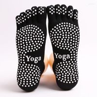 Atletik çorap yüksek kaliteli kadın yoga bayanlar spor pilates pamuk bale dansı beş parmak silikon noktalar kaymaz