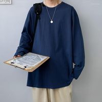 Magliette da uomo Lifenwenna Shirt autunnale Fashion Solido 10 colori da uomo Oversize Hip Hop Sleeve Long Casual Cotton Streetwear