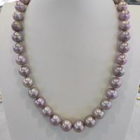 Frischwasserlila Perlenkette 12-13 mm großer runder 50 cm langes modisches und elegantes Frauenschmuck für Frauen geeignet für Hochzeitsfeiern