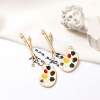Charms 4Pcs Plated Multicolor Artist Paint Palette And Brush...