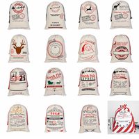 2022 Sacos de presente de brinquedo de Natal 31 estilos grandes lonvas orgânicas Sacos de batida de saco de natal com renas Bolsa de Papai Noel para crianças