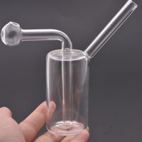 Mini Clear Glass Oil Brenner Bong Wasserleitungen mit dicker Shisha Pyrex Recycler Hand Dab Bongs zum Rauchen