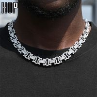 Catene hip hop da 12 mm roccia bizantina di collegamenti cubani a catena ghiacciata bling aaa cz box fibbia collane per uomini donne gioielli 221031