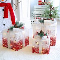 LEITOS MULTI-FUNCÇÕES LUZES MULTIFUNCIONAIS Decoração de Natal Caixa de presentes de três peças Ornamentos de natal