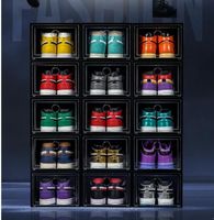 3pcs прозрачные пластиковые кроссовки для обувной коробки баскетбол спортивные спортивные шкафы для хранения для хранения пылепроницаемые высококачественные шкафы организатора CPA2753 P1031