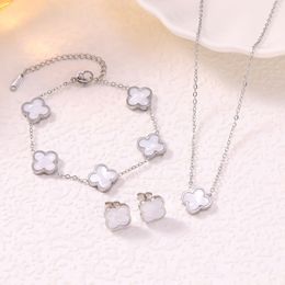 Manufacturer Glossy Four Leaf Clover Titanium Steel Jewelry Set Double Sided Mother Of Pearl Bracelet, Necklace, And Earrings From Fashionshop6666, &Price; | DHgate.Com - Image 2