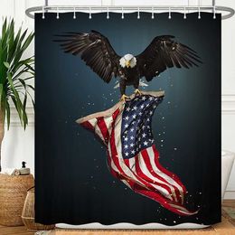 Shower curtain with American flag and eagle elements digitally printed waterproof and mildew-proof partition curtain for bathroom S260227